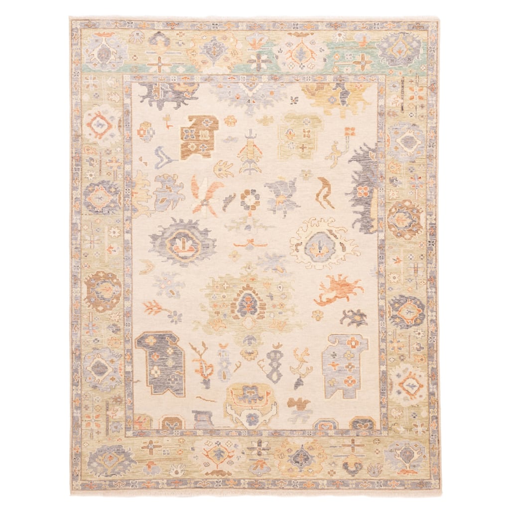 ECARPETGALLERY Hand-knotted Modern Oushak Ivory Wool Rug - 7'11 x 9'11