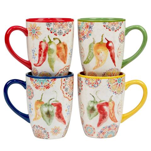Certified International Sweet and Spicy 18 oz. Mugs, Set of 4