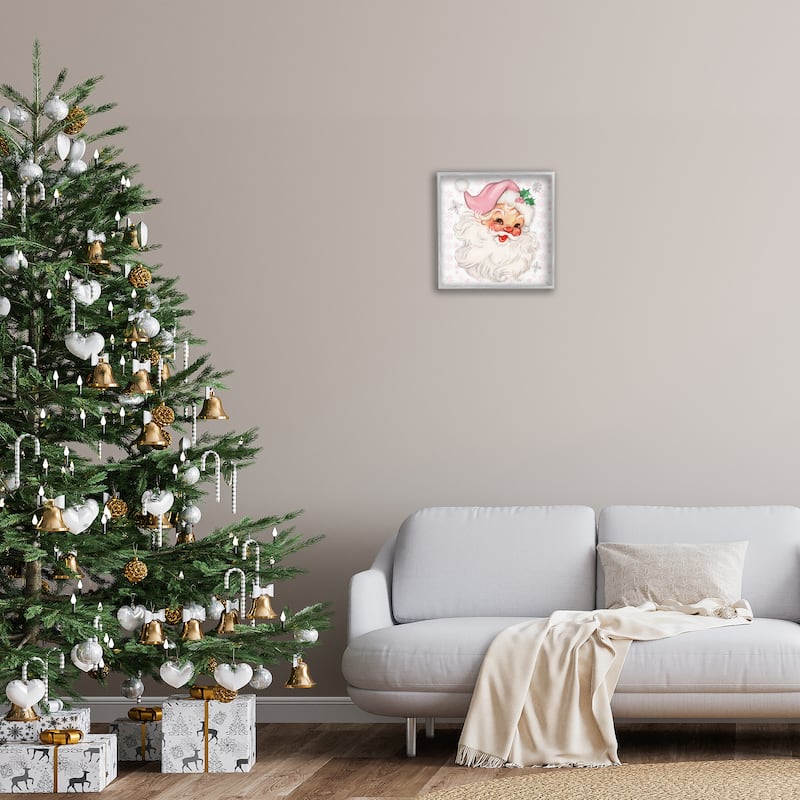 Stupell Pastel Vintage Jolly Santa Framed Giclee Art Design By Mollie B.