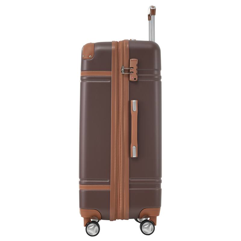 3-Piece, 20, 28-Inch Modern Luggage Sets, Hard-shell Luggage with 1 Makeup Bag TSA Lock, for Boarding Travel, Brown
