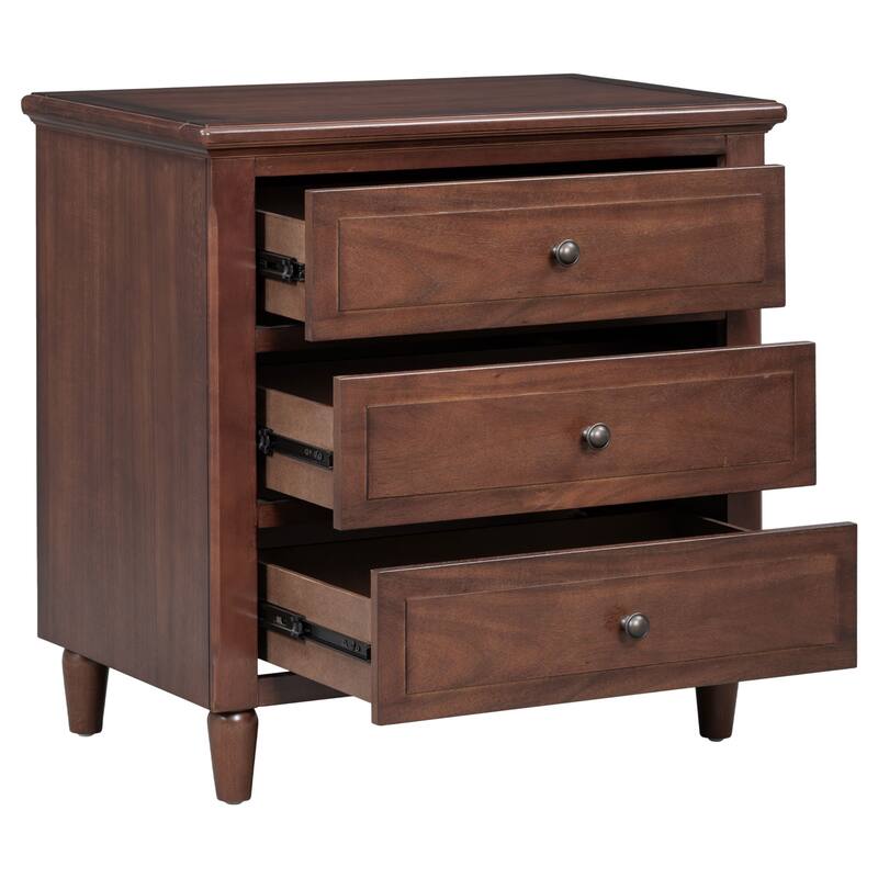 3 Drawer Nightstand Storage Wooden Chest