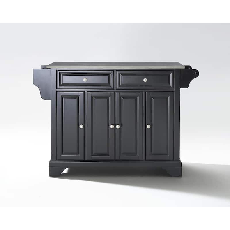Kitchen Island Cart with Storage - Stainless Steel Top, Portable Kitchen Furniture, Modern Design, White Finish