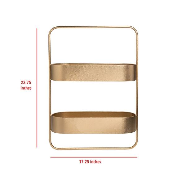 Shop Black Friday Deals On Foreside Home Garden Gold Metal Two Tier Hanging Wall Shelf Overstock 30715015