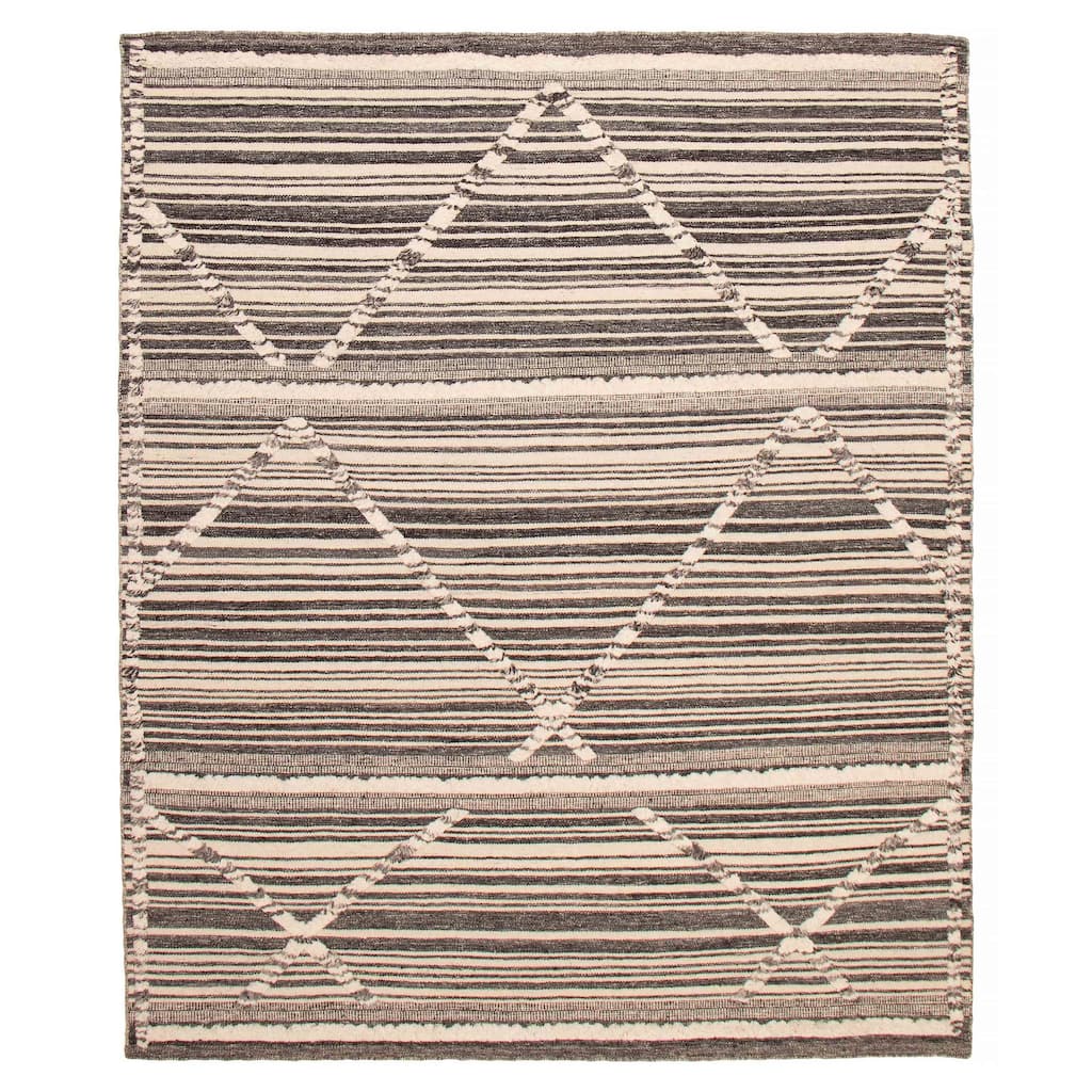 ECARPETGALLERY Hand-knotted Tangier Dark Grey, Ivory Wool Rug - 8'3 x 10'1