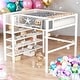 preview thumbnail 50 of 65, Modern Style Full Size Metal Loft Bed with 4-Tier Shelves and Storage, Creative Structure, Storage Space, Good Stability, Pink White