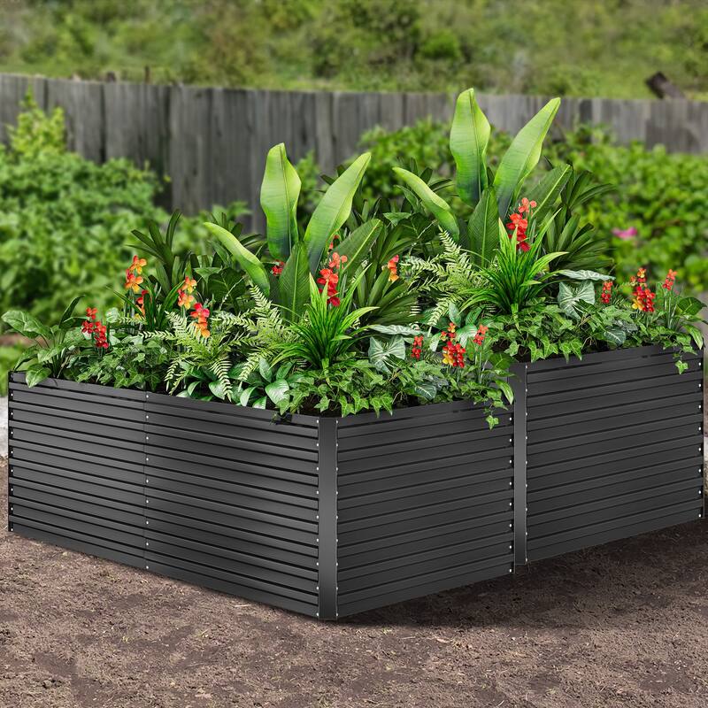 Moasis Outdoor Metal Raised Garden Bed with Gloves