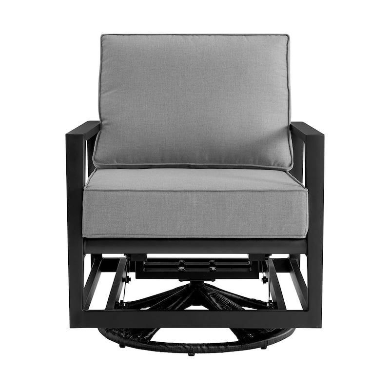 Grand Black Aluminum and Wicker Outdoor Patio Swivel Glider Chair