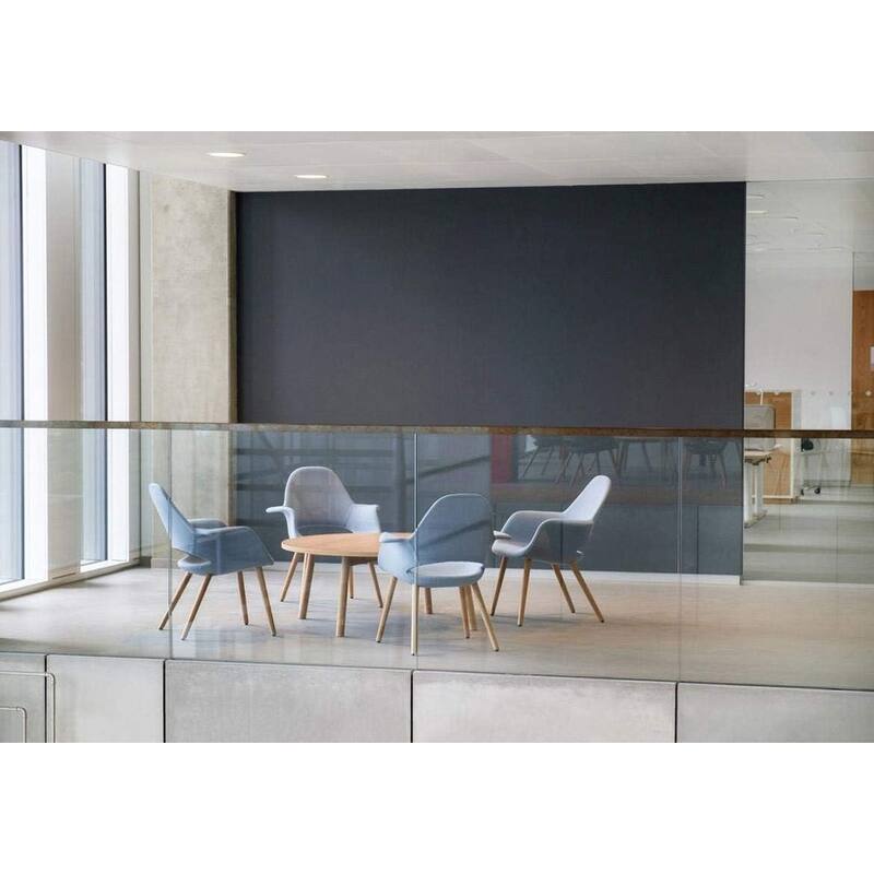 Set of 2 Organic Upholstered Fabric Modern Armchairs with Dark Walnut Brown Wooden Legs for Dining Room Office or Accent Chair