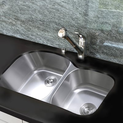 35 Inch Undermount Stainless Steel Double Bowl Kitchen Sink - 35 x 20 x 10 inches