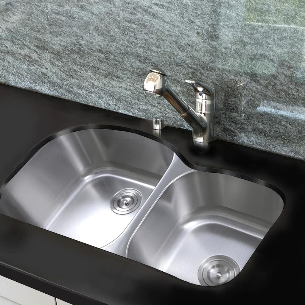 35 Inch Undermount Stainless Steel Double Bowl Kitchen Sink - 35 x 20 x 10 inches