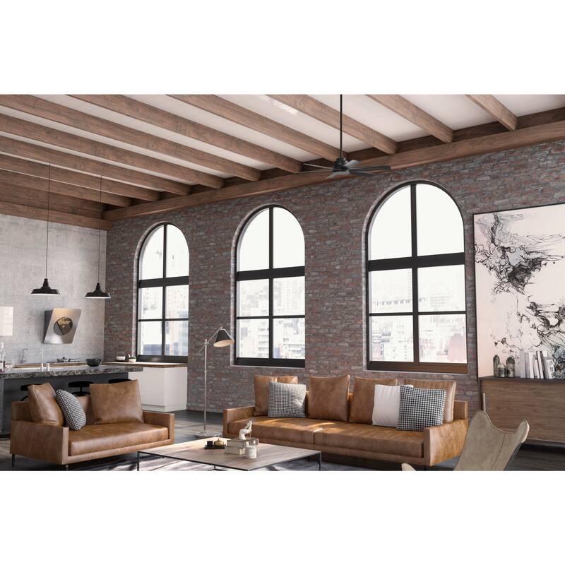Hunter 52" Kennicott Outdoor Ceiling Fan, Wall Control - Contemporary, Industrial, Transitional - Windmill - Damp Rated!