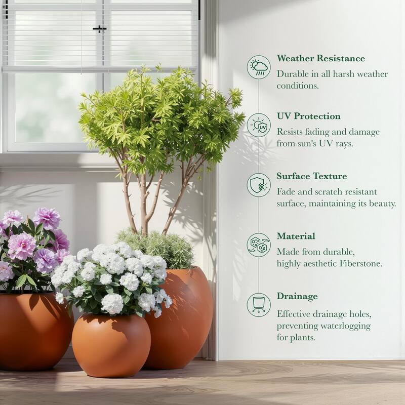 DTY Signature Mount Sherman 1-Piece Fiberstone Planter for Indoor/Outdoor