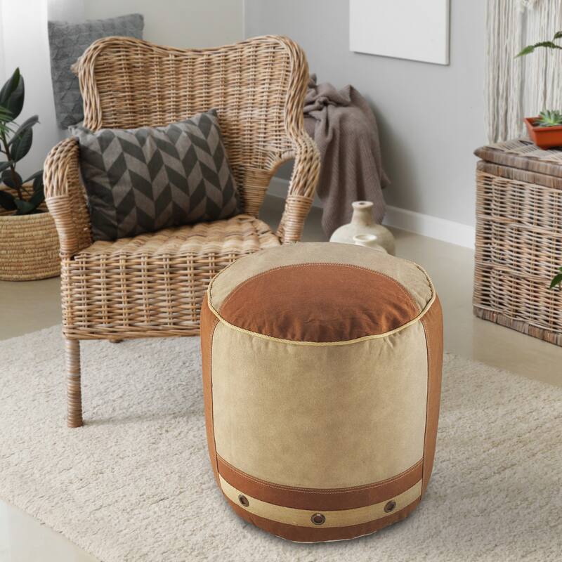 Sevita Rustic Industrial Color Block Pouf