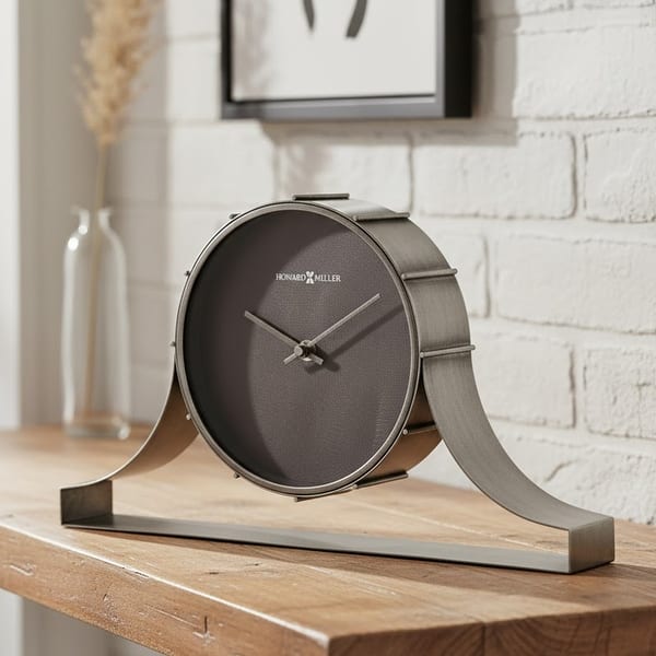 slide 2 of 2, Howard Miller Seeley Sleek Iron Mantel Clock Silver