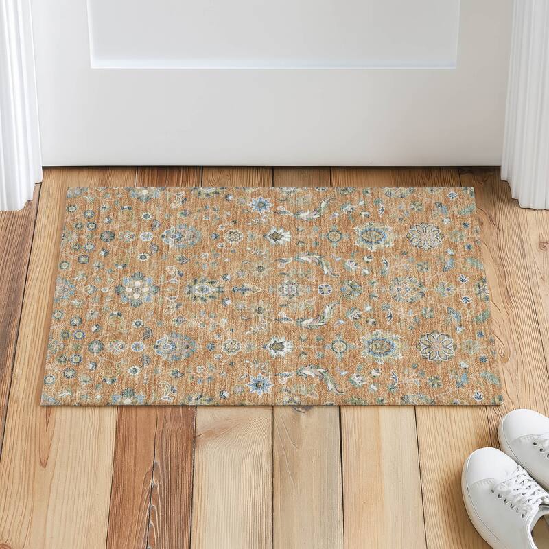 Machine Washable Indoor/ Outdoor Traditional Basalt Chantille Rug