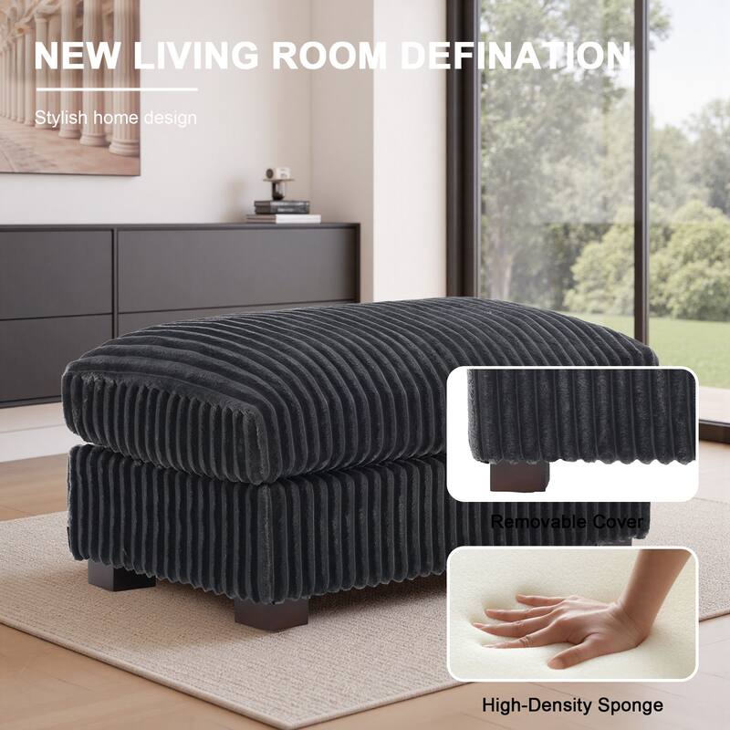 Modern Interior Rectangle Faux Fur Ottoman