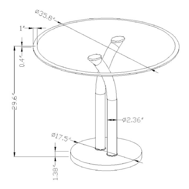 Somette Tina Bistro Style Dining Table with Glass Top - Clear/Black
