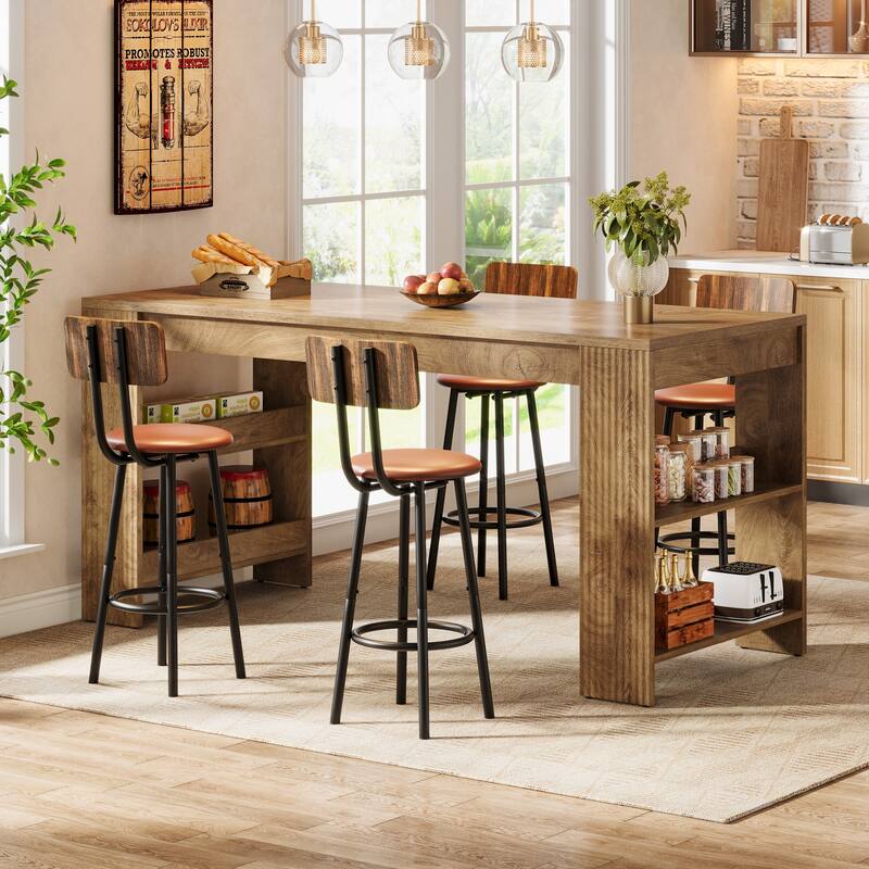 Farmhouse Kitchen Island with Storage Shelves
