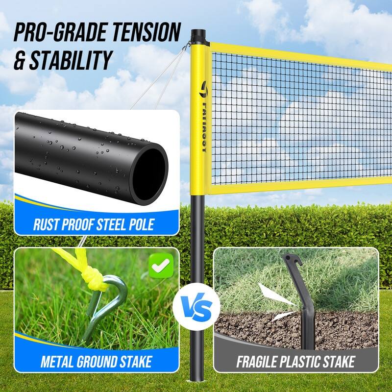 Professional Badminton Net Set with 4 Badminton Rackets, Badminton Shuttlecocks and Carrying Bag