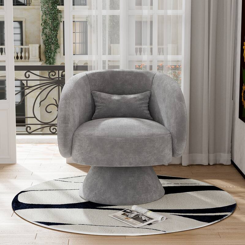 Ouyessir 360 Degree Swivel Cuddle Barrel Sofa Chairs - Light Grey