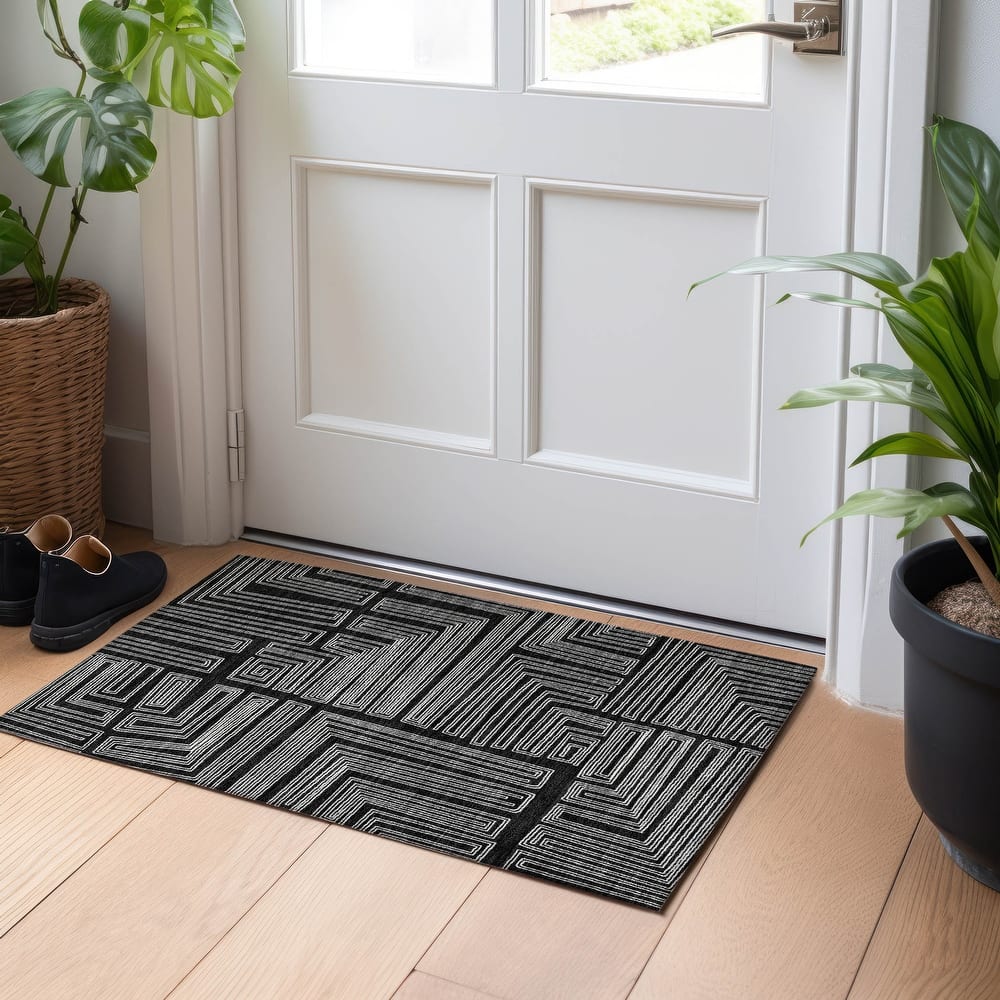 Machine Washable Indoor/ Outdoor Contemporary Stack Chantille Rug