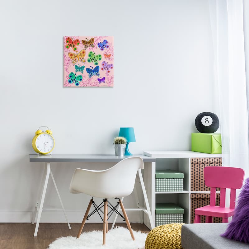 Stupell Bright Patterned Butterflies Canvas Wall Art Design By Kay Widdowson