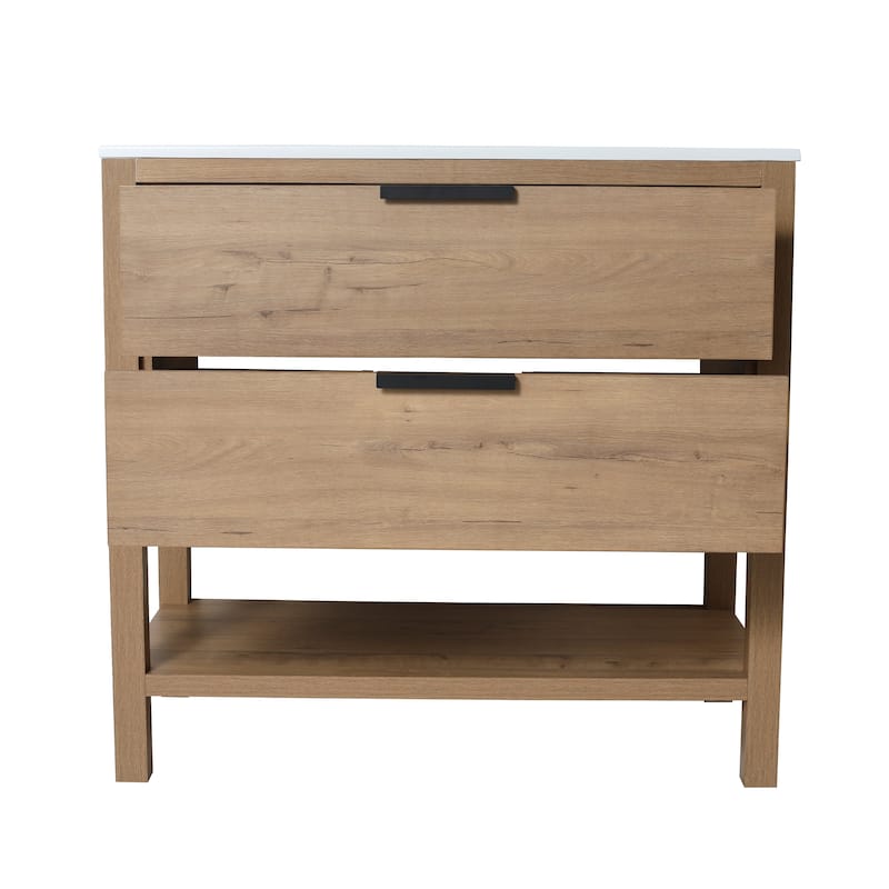 Plywood Freestanding Bathroom Vanity Set with Integrated Sink