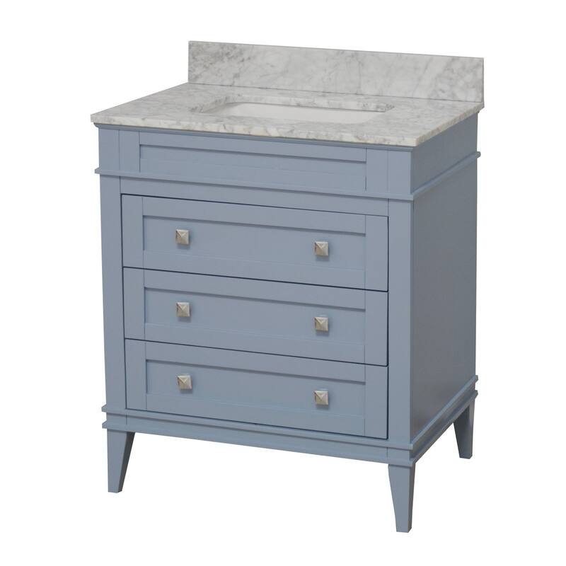 KitchenBathCollection Eleanor 30" Bathroom Vanity with Carrara Marble Top