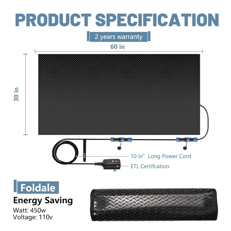 DoCred Heated Snow Melting Mat for Decks and Sidewalks