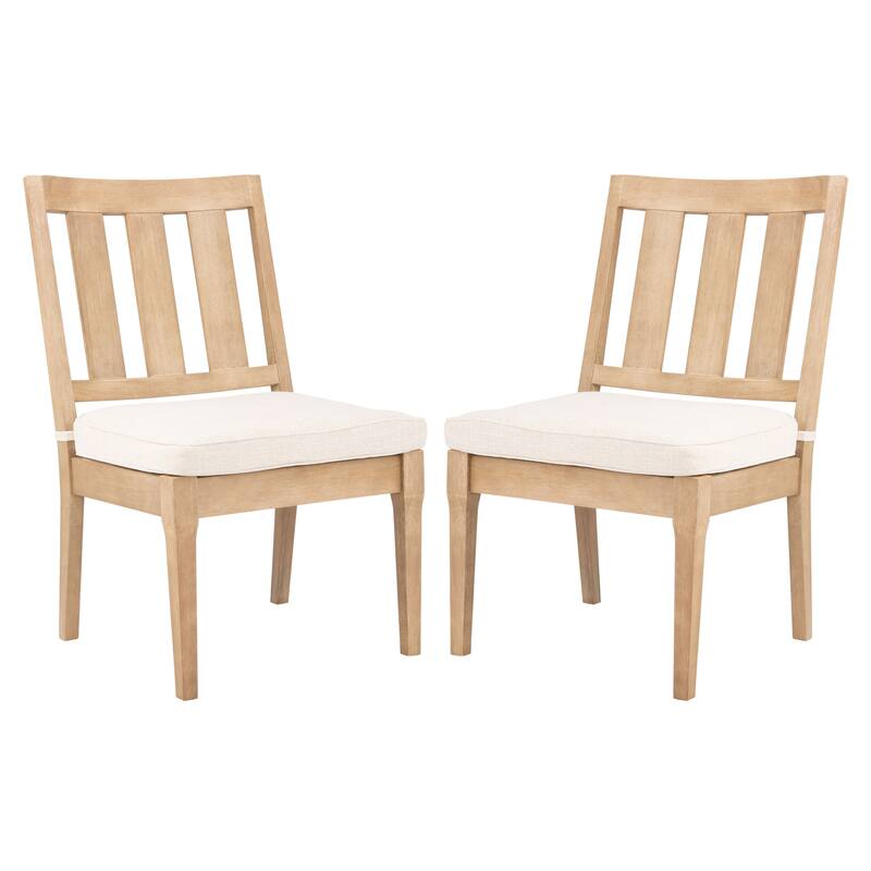 SAFAVIEH Couture Lurana Fabric/ Wood Outdoor Dining Chair (Set of 2) - 22.4" x 25.2" x 38.8" - 22Wx25Dx39H