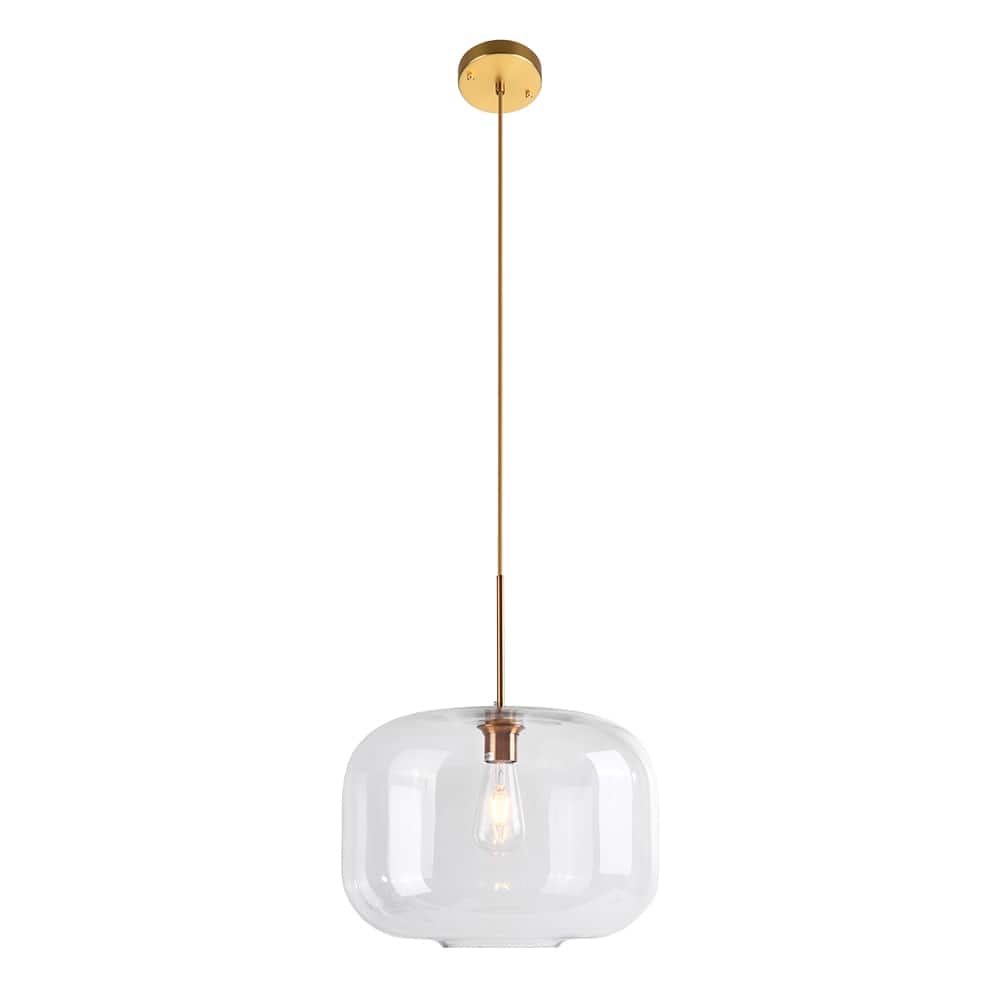 OYIPRO-Mid Century Modern Glass Jar Pendant Light in Brass - Clear - 14.96 Inch