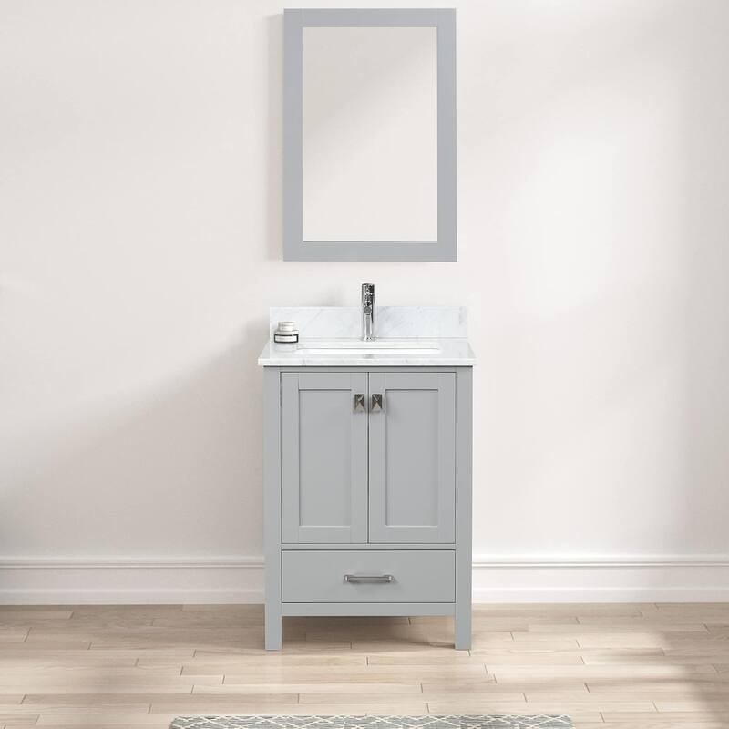 Blossom Geneva 24" Solid Wood Bathroom Vanity with Marble Top - Metal Grey