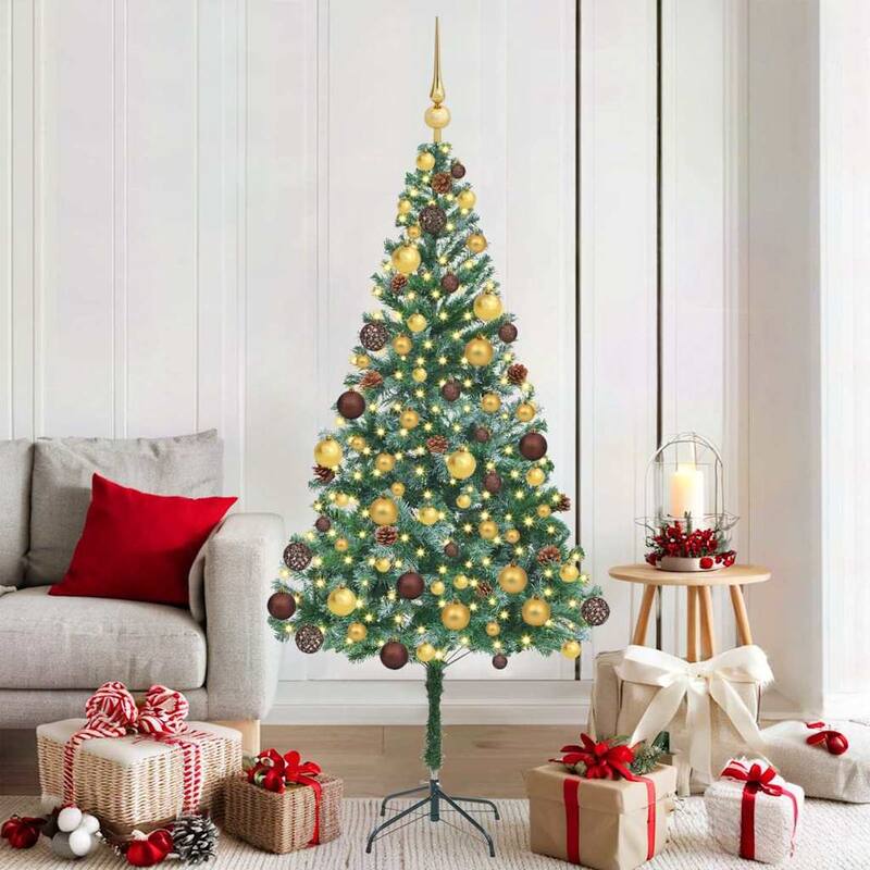 vidaXL Artificial Christmas Tree - Green with 120 gold/bronze balls - 6 Foot