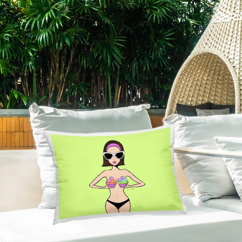 Stupell Glam Summer Gal & Cupcakes Printed Outdoor Throw Pillow Design by Katie Conley