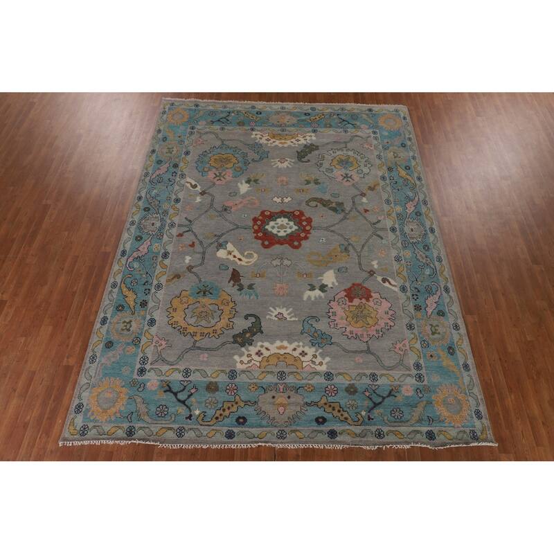 Gray Transitional Oushak Oriental Area Rug Handmade Wool Carpet - 9'0"x 11'11"