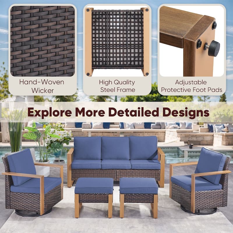 Outdoor Patio Chair with Thick Cushion