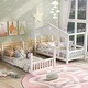 preview thumbnail 3 of 7, White Twin over Twin House Bunk Bed with Convertible Slide and Ladder, Converts into 2 Separate Platform Beds