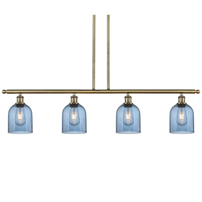 Innovations Lighting 516-4I-10-48 Bella Pendant Bella 4 Light 48" Wide - Antique Brass / Princess Blue