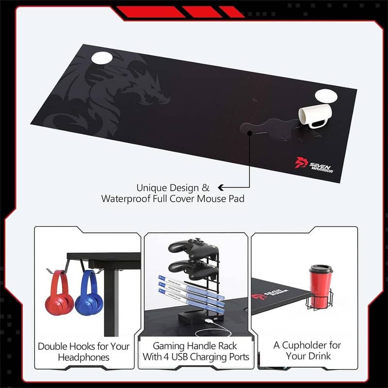 T- Shaped Carbon Fiber Surface Gamer Desk