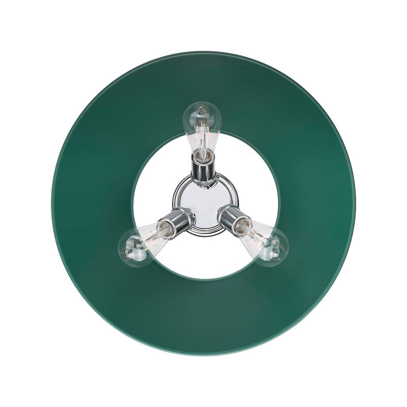 Yep by Golden Lighting Orwell 3-light Flush Mount in Chrome and Pine Green shade