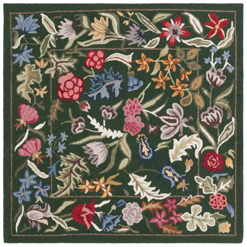 SAFAVIEH Handmade Chelsea Todora Oriental Wool Rug - 5' Square - Green/Pink
