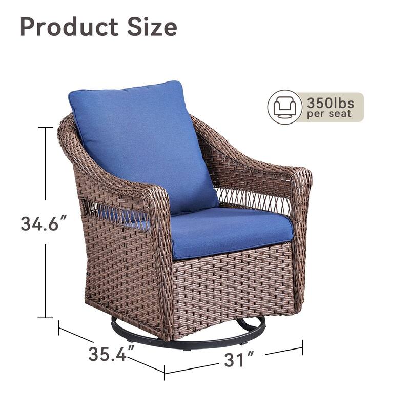 Pocassy Outdoor Swivel Patio Chairs Set of 2 with High Back