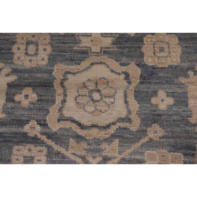 Blue Oushak Vegetable Dye Area Rug Handmade Wool Carpet - 8'0" x 9'10"