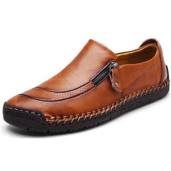 Shop Qiucdzi Mens Leather Comfortable Shoes Hand Stitching Zipper