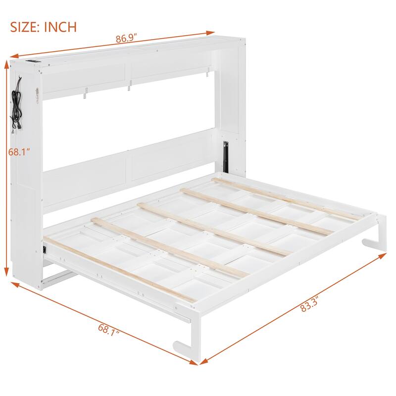 Side-Folding Printed Murphy Bed with LED and USB