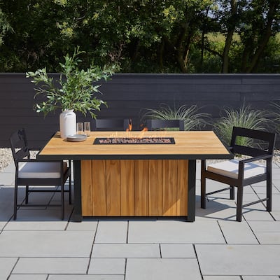 Bodhi Dining Height Fire Table in Teak by Real Flame