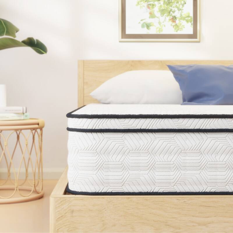 GDFStudio - Thaddeus 12 Inch Ice Memory Foam Queen Size Hybrid Mattress,7 Zone Pocket Springs