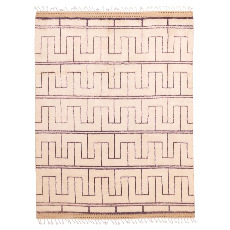 ECARPETGALLERY Hand-knotted Pak Finest Marrakesh Cream Wool Rug - 6'1 x 7'9