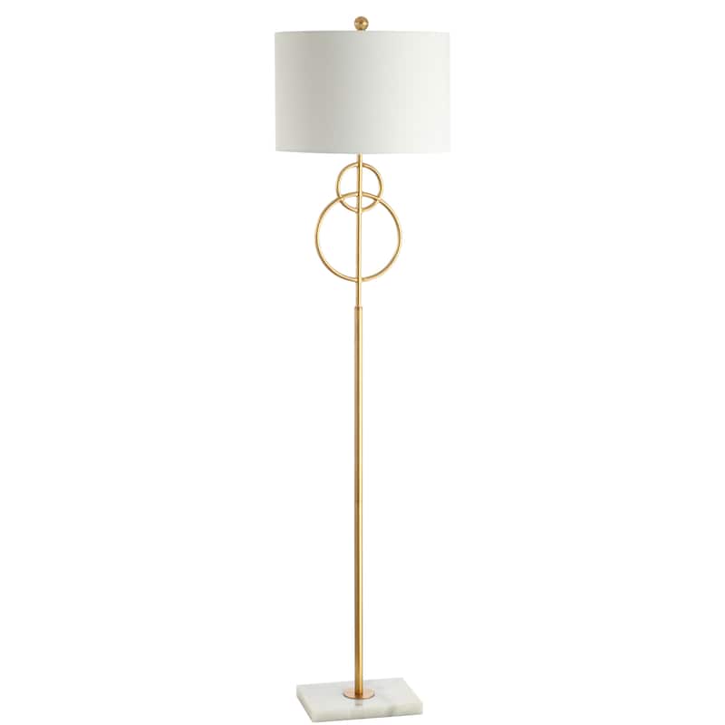 Rita 60" Modern Circle Marble/Metal LED Floor Lamp, Gold by JONATHAN Y