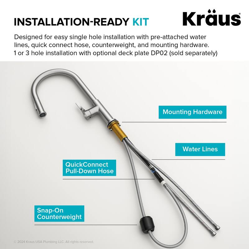 Kraus KPF-2840 Torak 1.8 GPM Single Hole Pull Down Kitchen Faucet with
